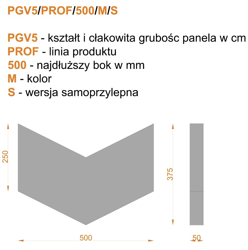 Wymiary PGV5 PROF 500 M S