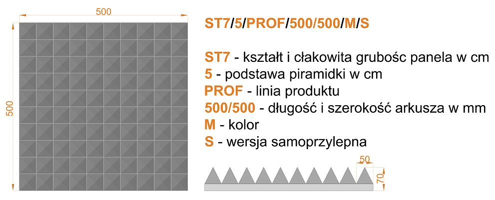 Wymiary ST7 PROF 500 500 M S