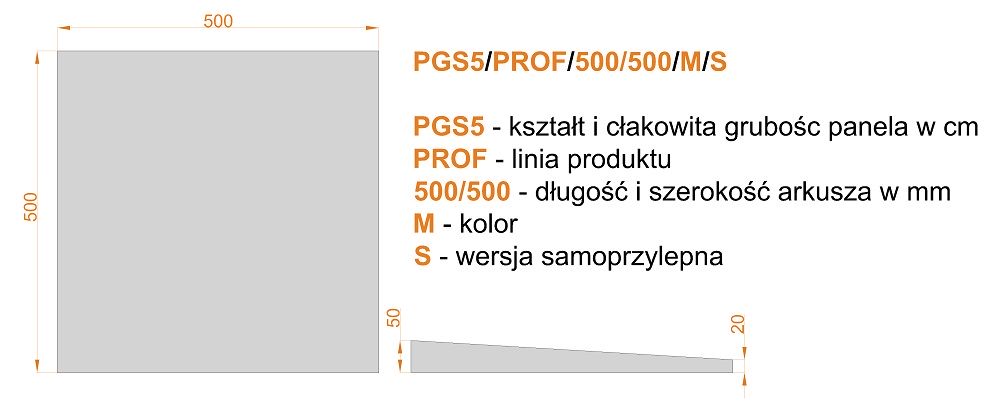Wymiary PGS5 PROF 500 500 M S